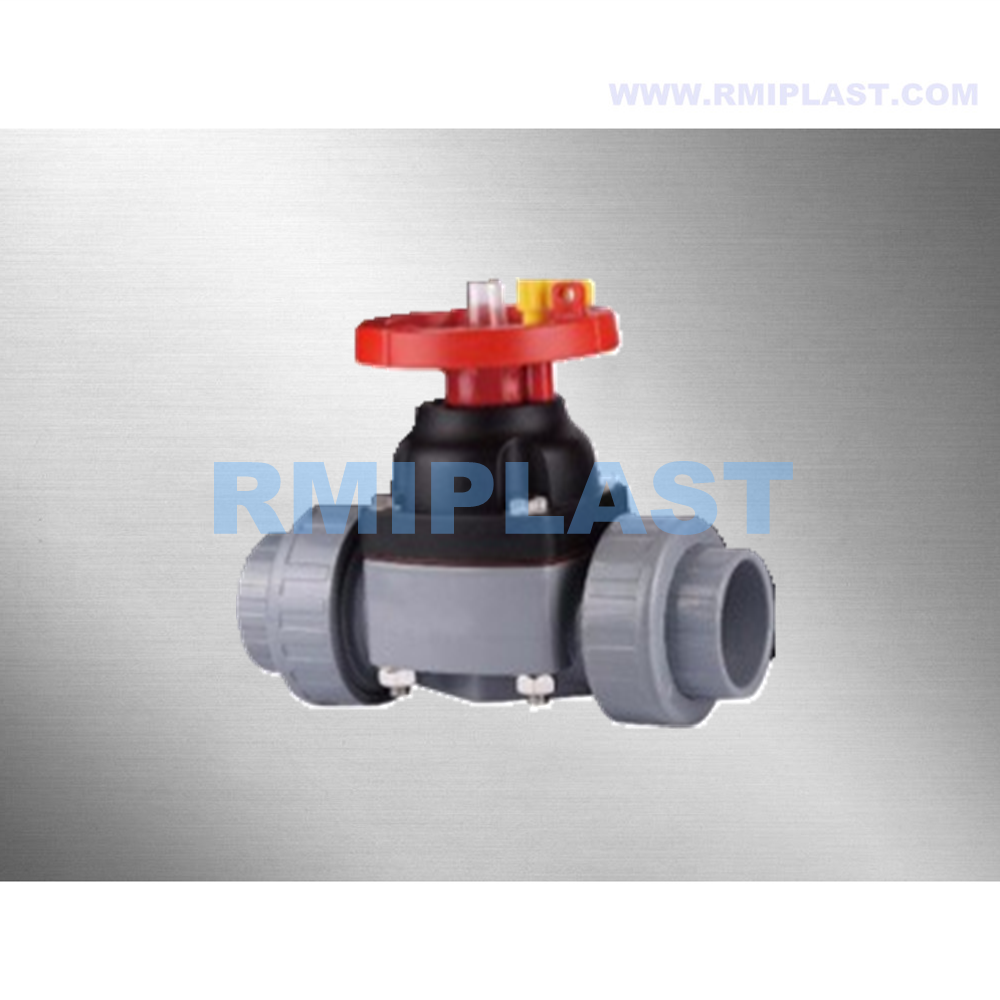 CPVC Diaphragm Valve With Locking Device, Weir Type, PN10, True Union Standard DIN ANSI JIS